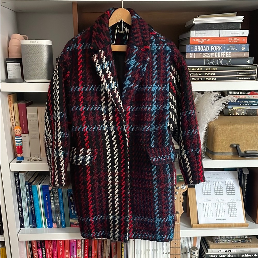H&M Multicolor Plaid Pea Coat